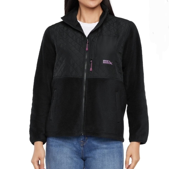 Eddie Bauer Jackets & Blazers - Eddie Bauer Women's Black and Purple Teddy Jacket